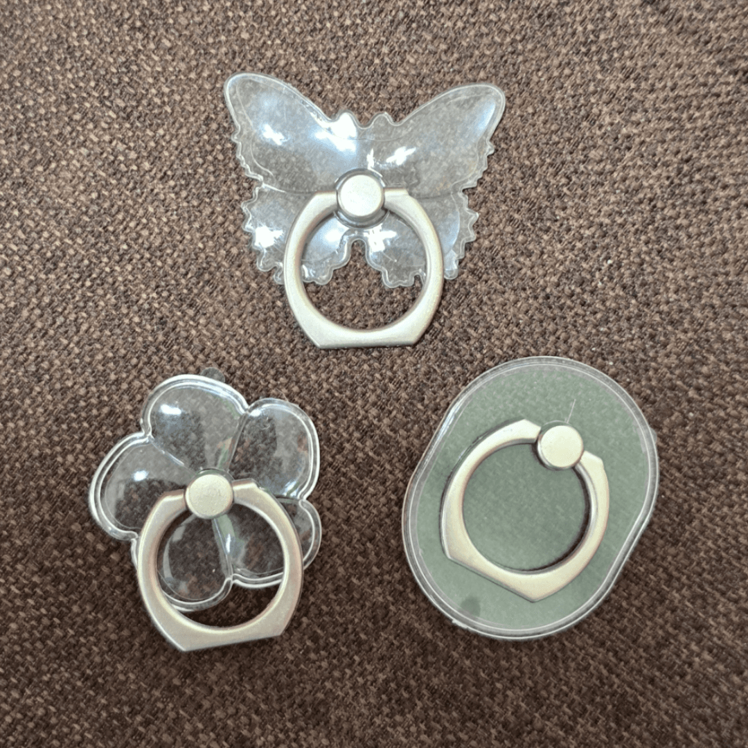 蝶・花・オーバル★スマホリング★バンカーリング★落下防止＆スタンド★クリア（透明）【1個】